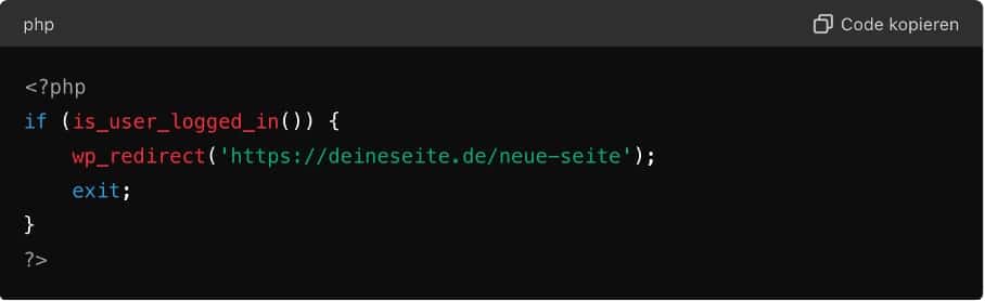 Weiterleitungen in WordPress_PHP-Weiterleitungen Sample